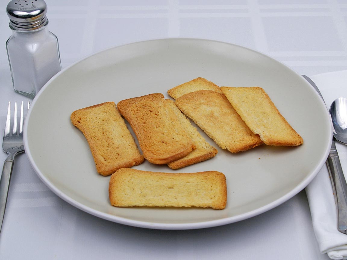 Calories in 7 piece(s) of Melba Toast - Rye