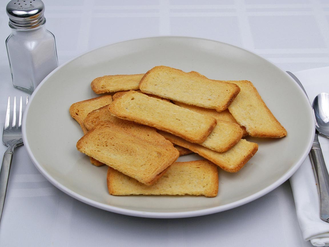 Calories in 14 piece(s) of Melba Toast - Rye