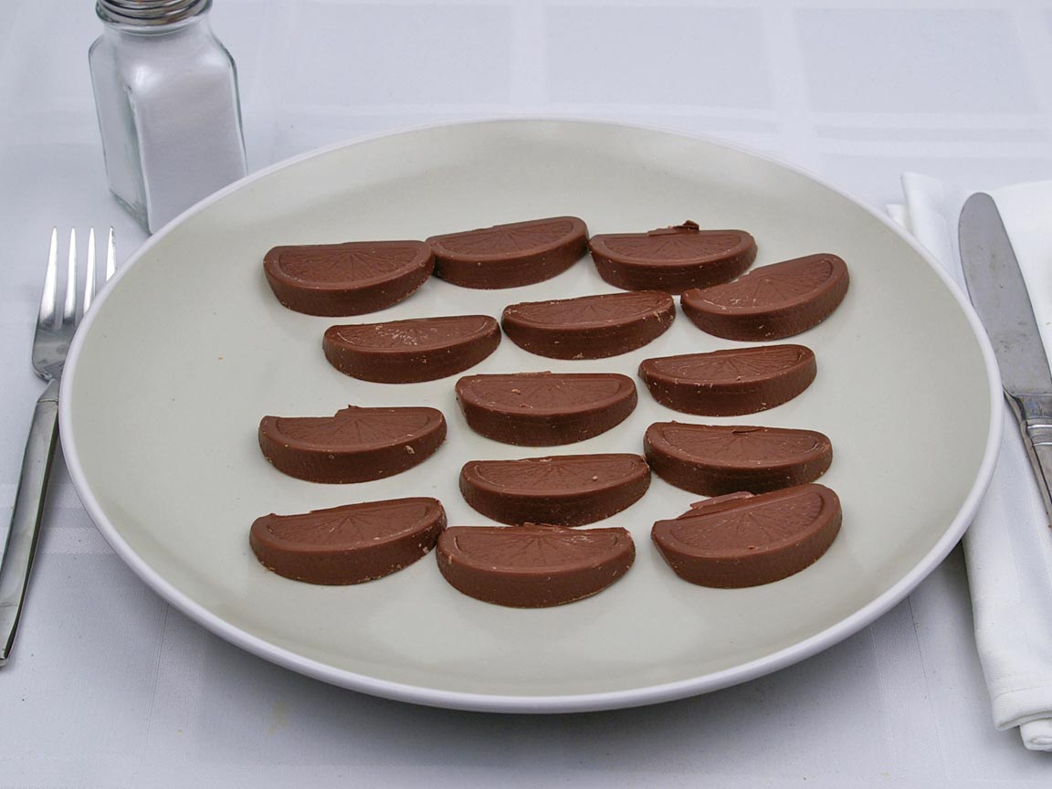 Calories in 14 piece(s) of Milk Chocolate Orange
