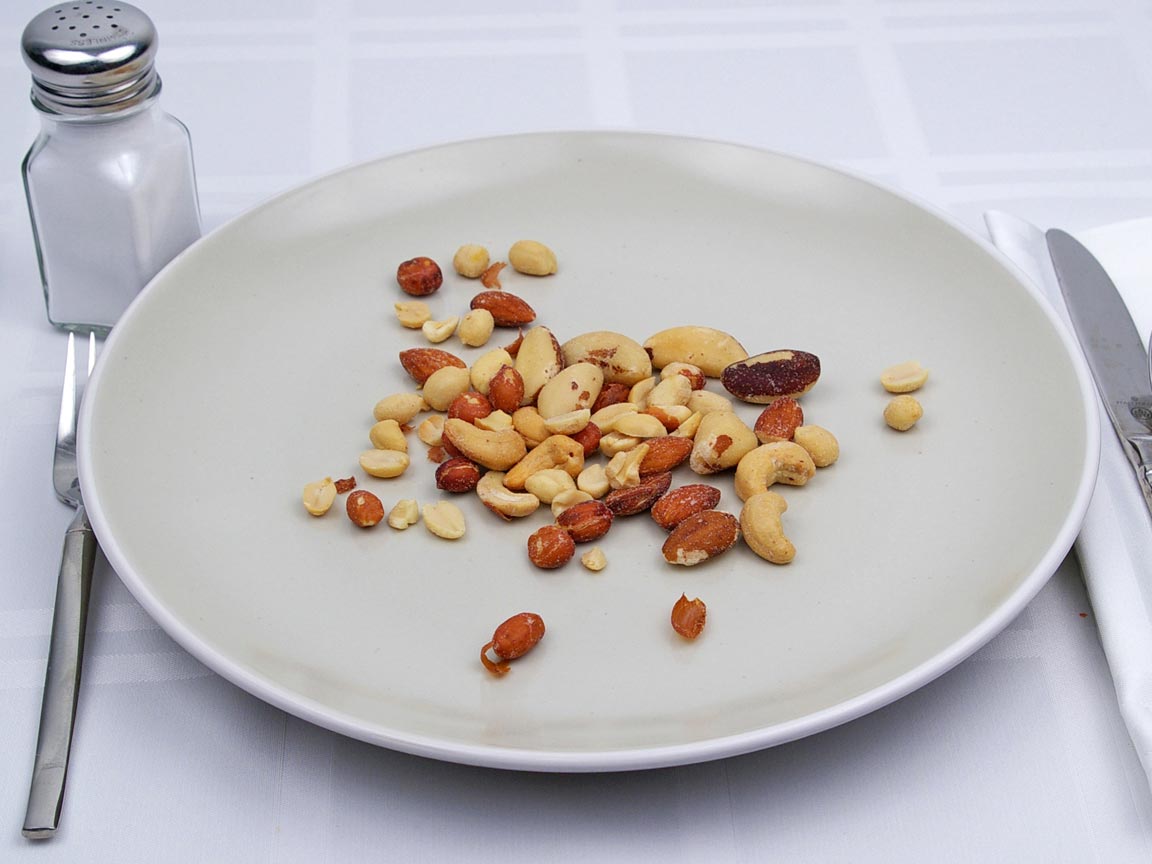 Calories in 2 ounce(s) of Mixed Nuts