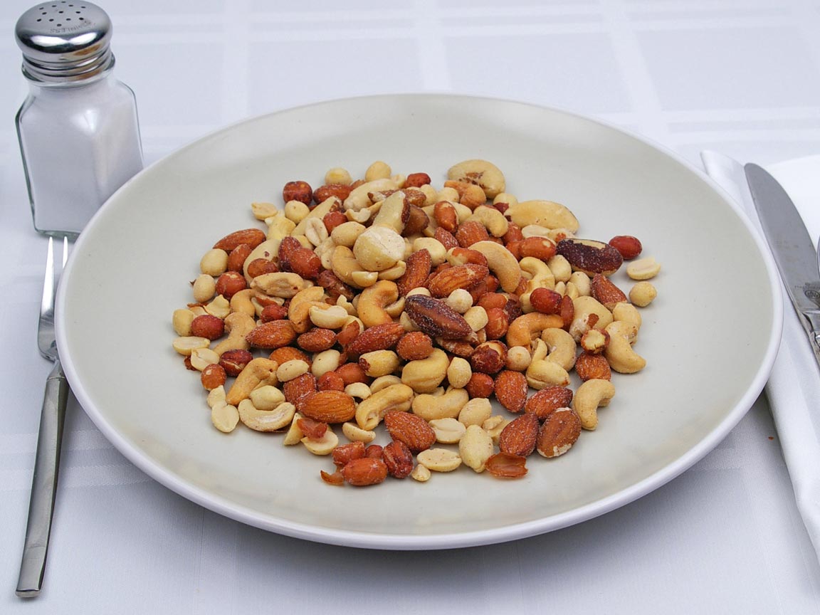 Calories in 7 ounce(s) of Mixed Nuts