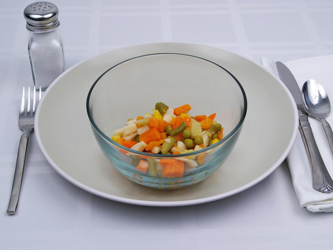 Calories in 1 cup(s) of Mixed Vegetables - Canned