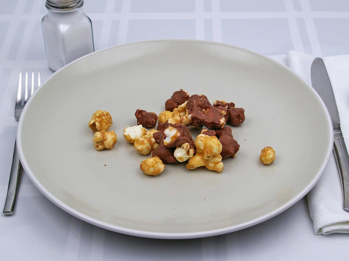 Calories in 0.75 cup(s) of Moose Munch - Milk Chocolate - Popcorn