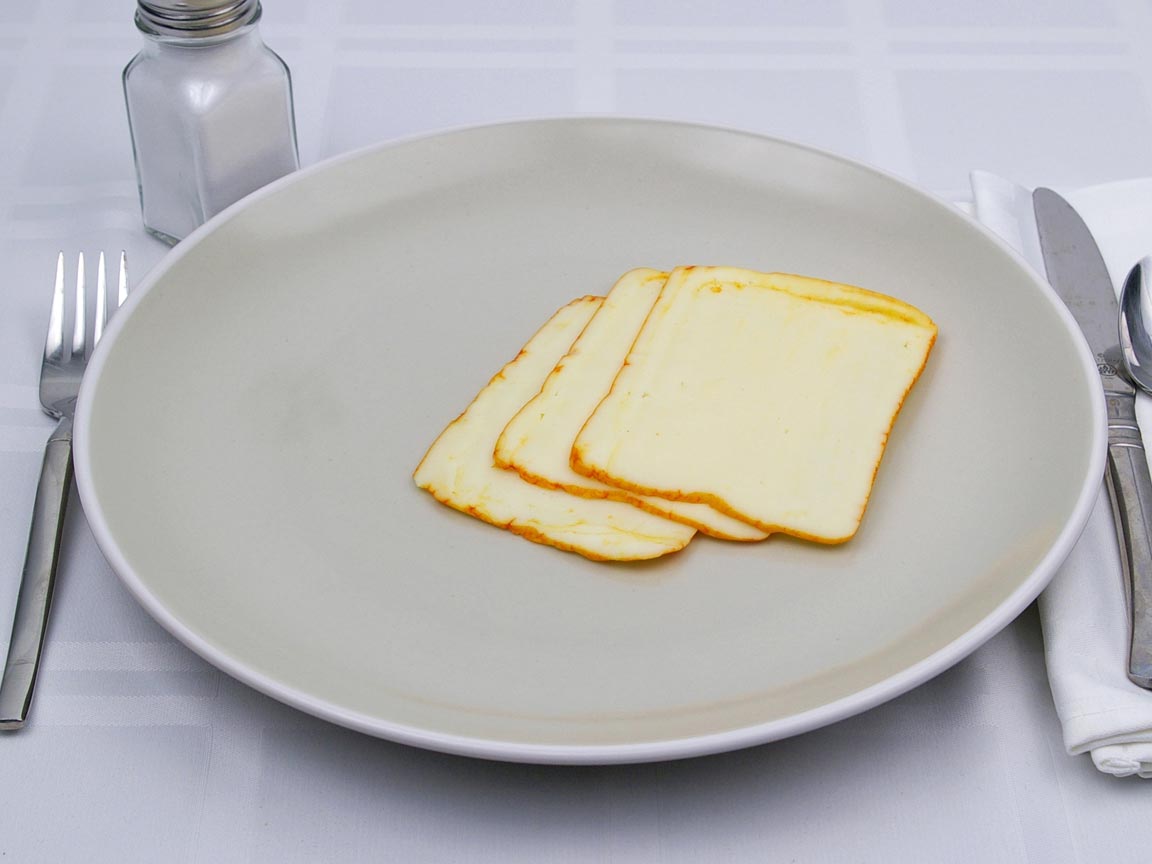 Calories in 3 slice(s) of Muenster Cheese - Sliced