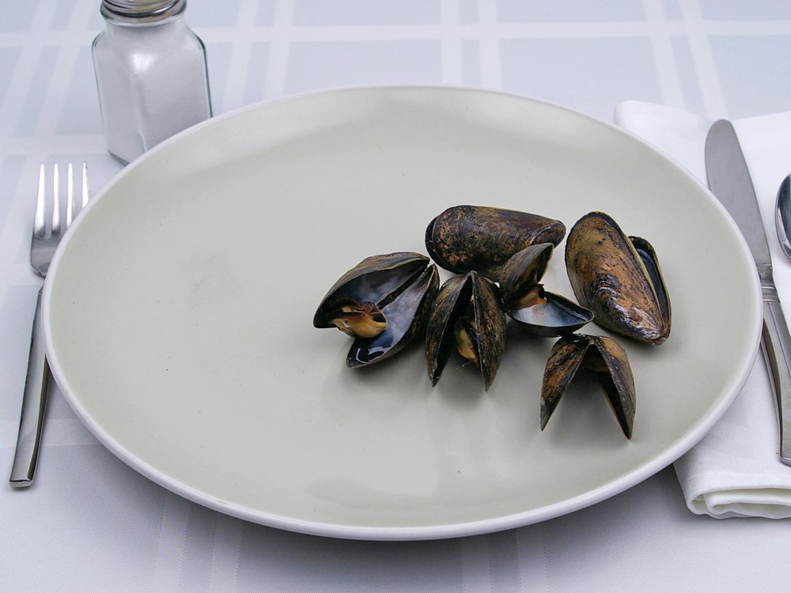Calories in 56 grams of Mussels - in Shell
