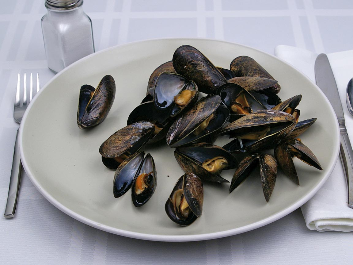 Calories in 170 grams of Mussels - in Shell