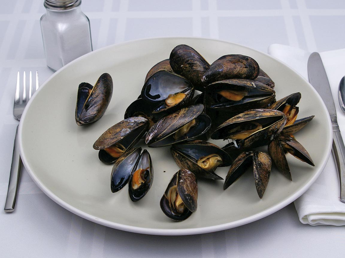 Calories in 198 grams of Mussels - in Shell