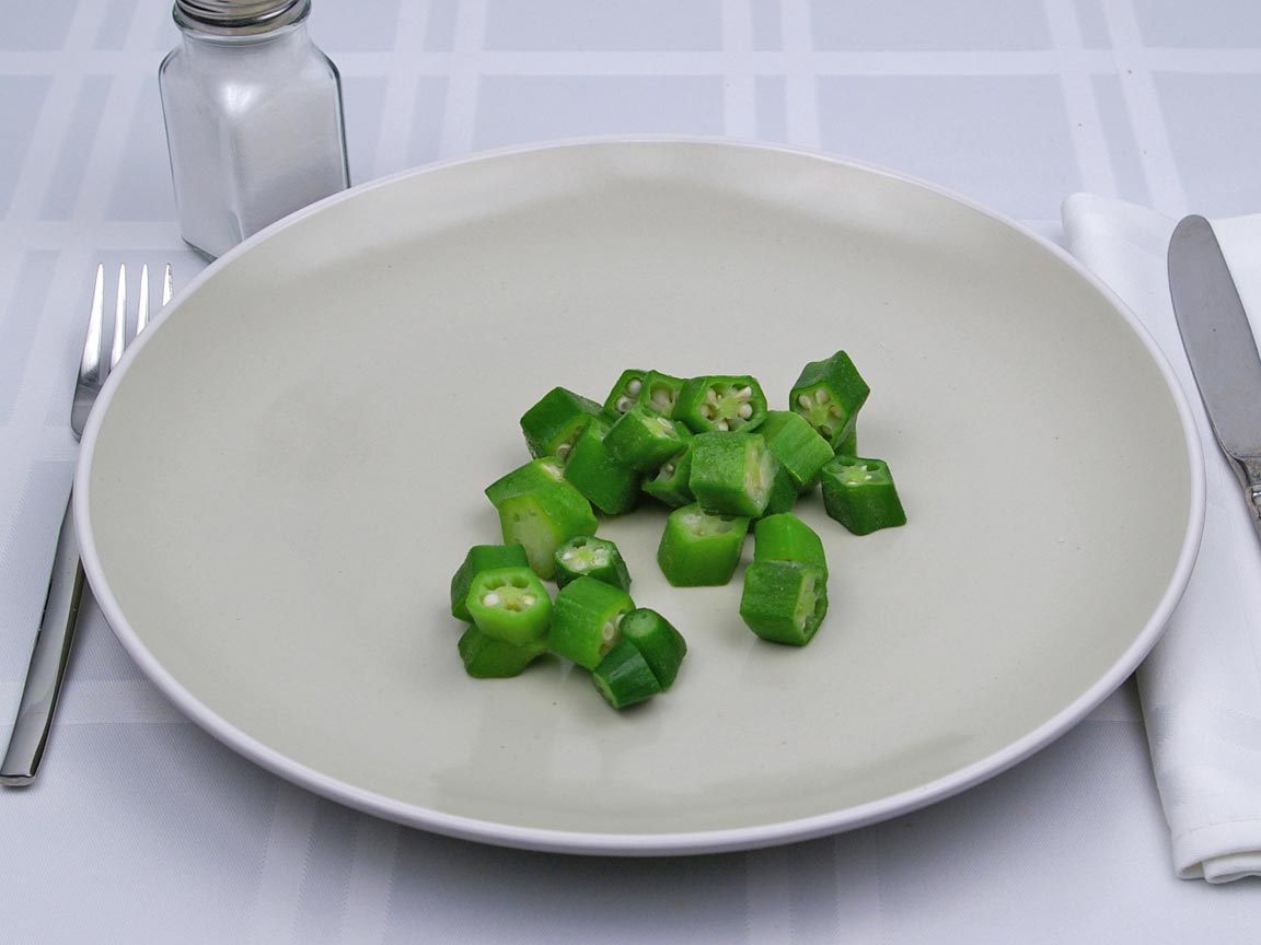 Calories in 0.5 cup(s) of Okra - Raw
