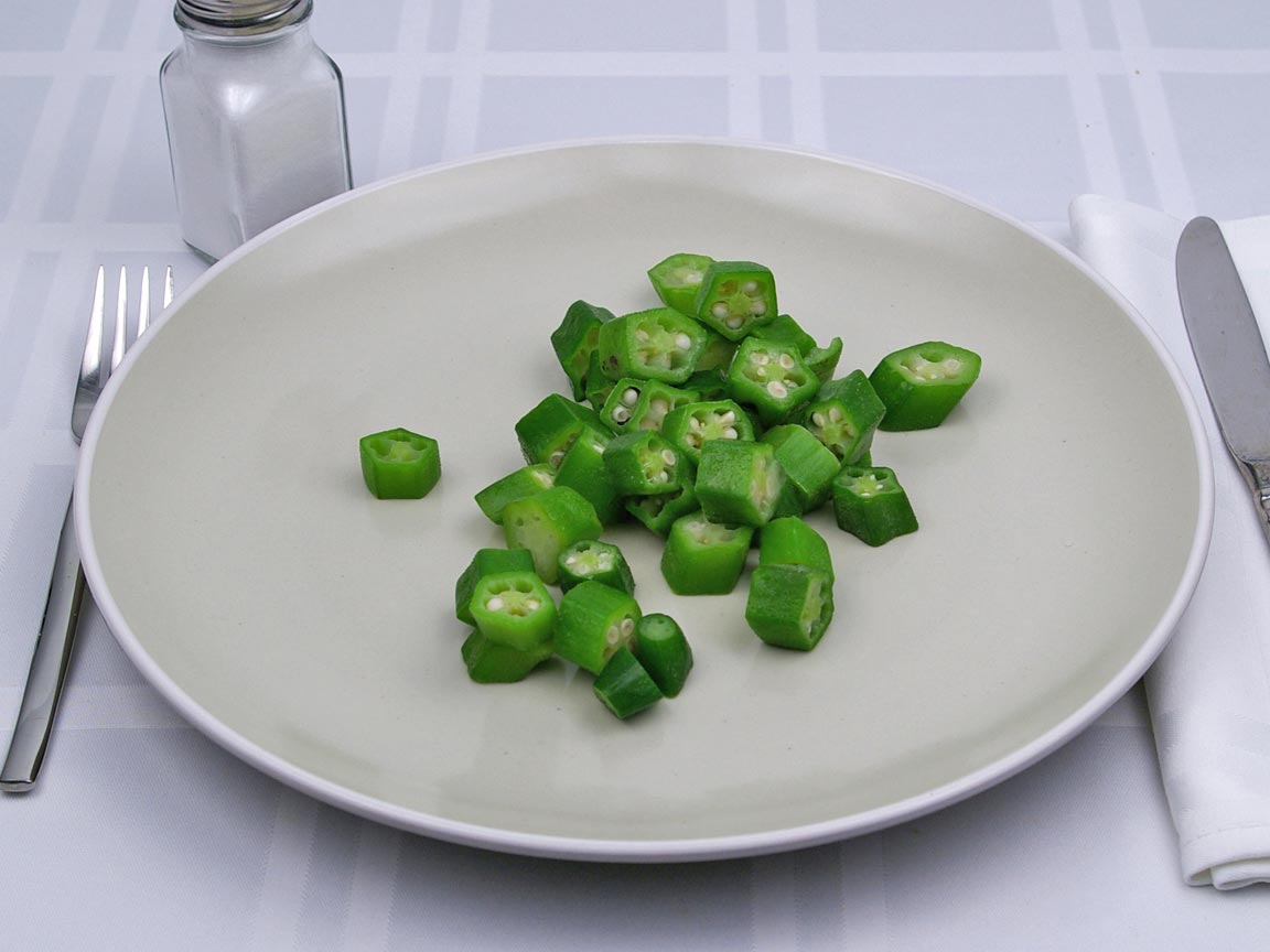 Calories in 0.75 cup(s) of Okra - Raw