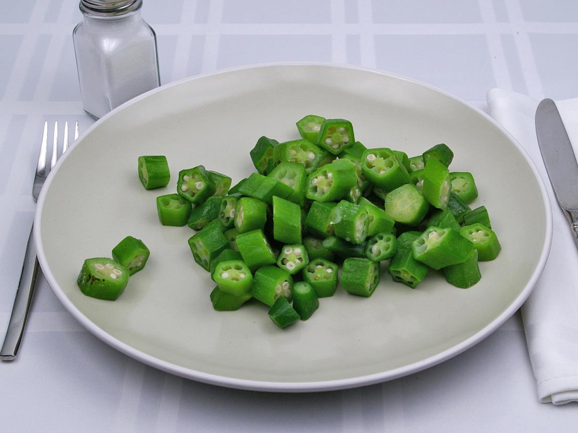 Calories in 1.5 cup(s) of Okra - Raw