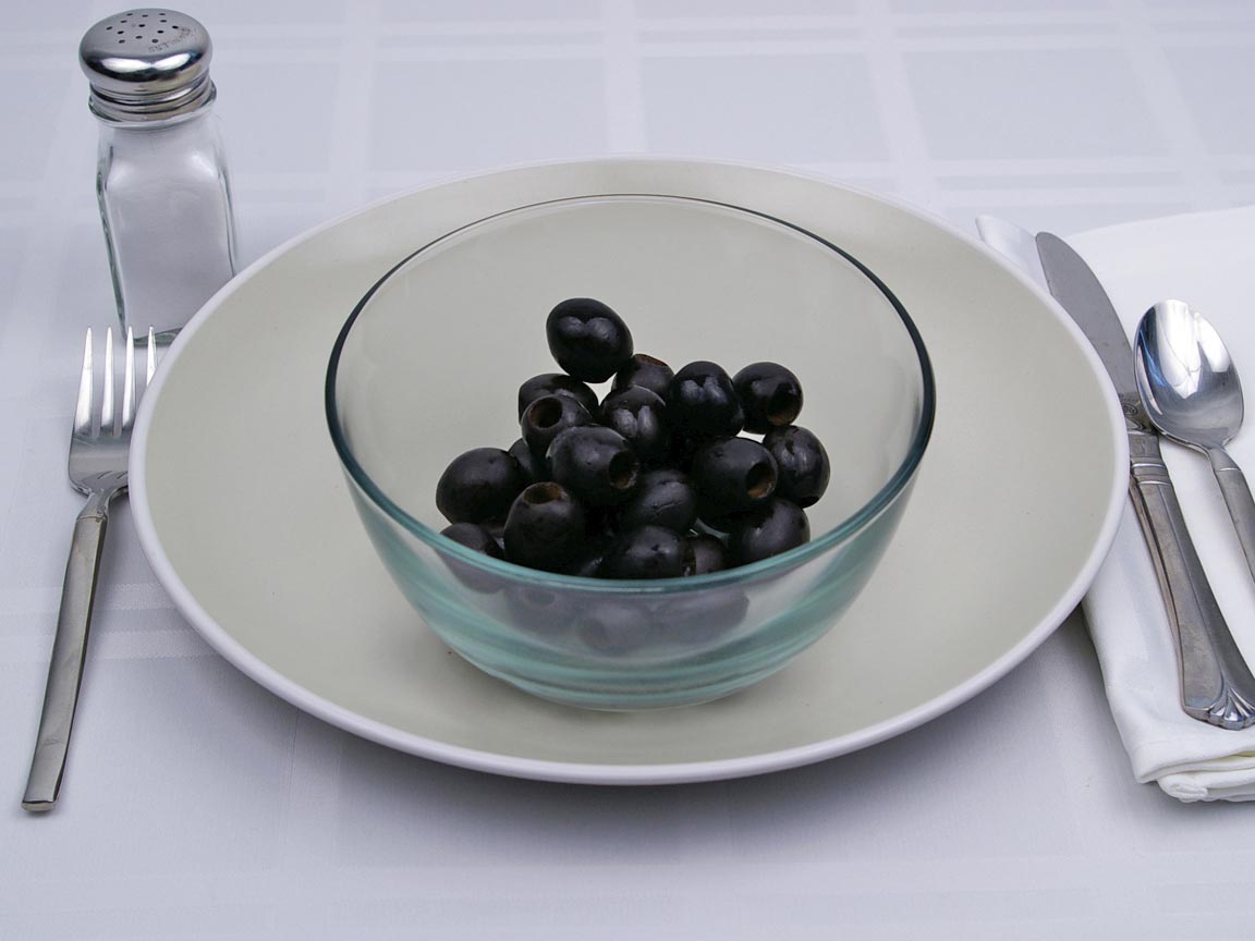 Calories in 28 olive(s) of Black Olives - Large