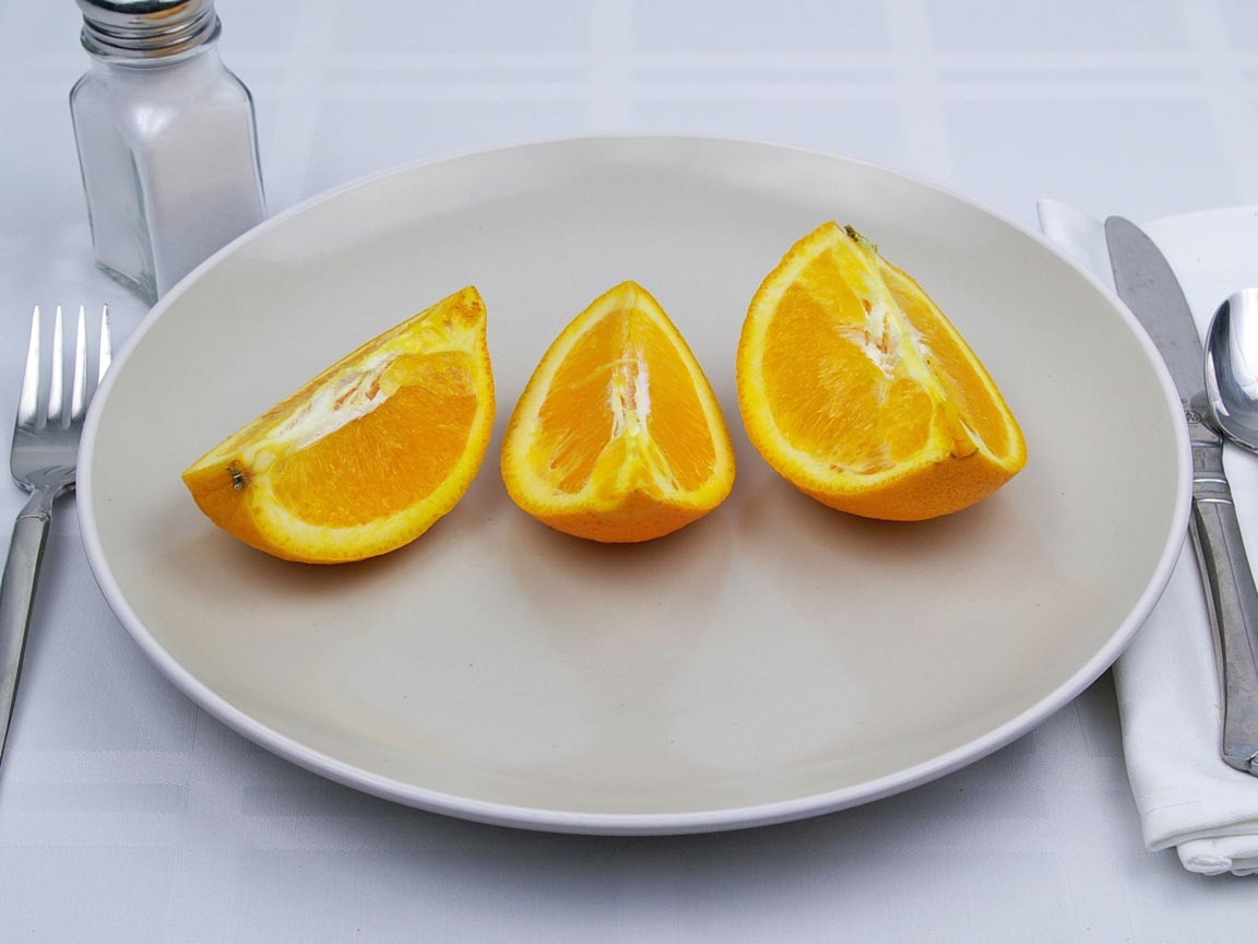 Calories in 0.75 orange(s) of Orange