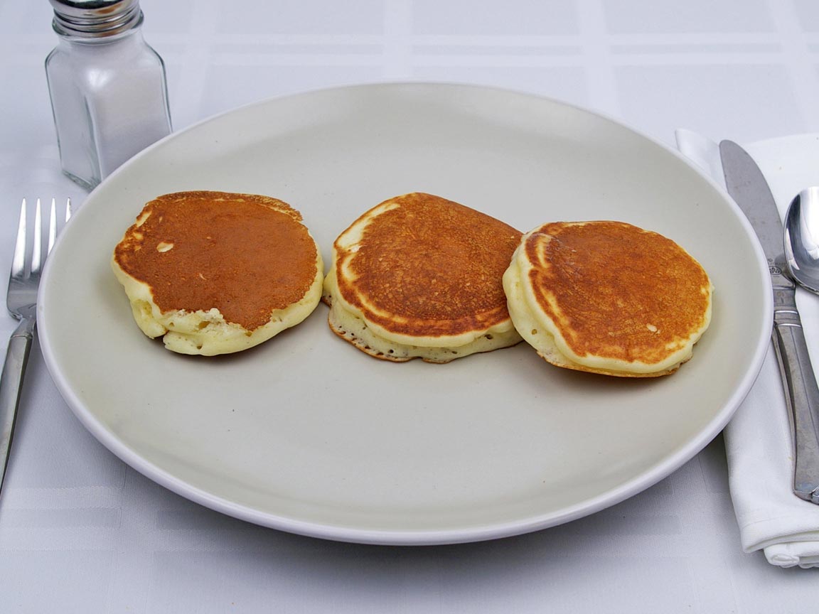 Calories in 3 cake(s) of Buttermilk Pancakes -  Silver Dollar