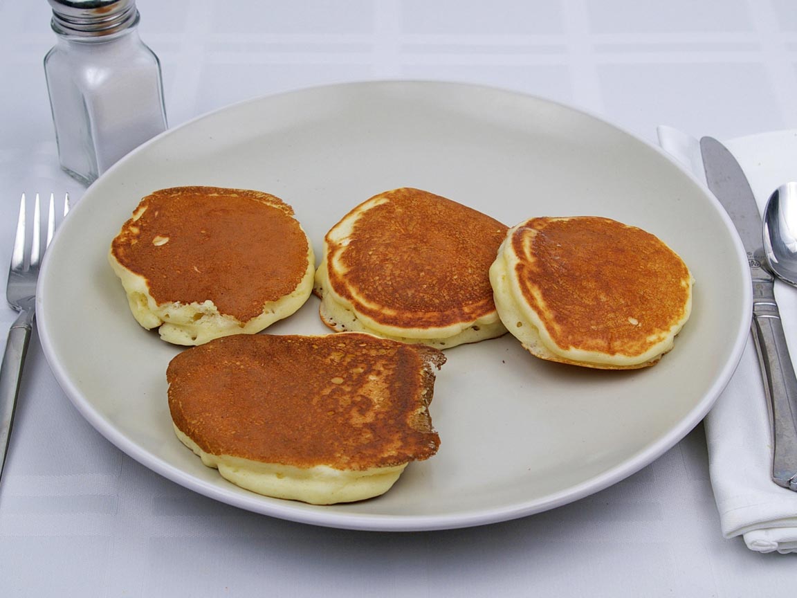 Calories in 4 cake(s) of Buttermilk Pancakes -  Silver Dollar