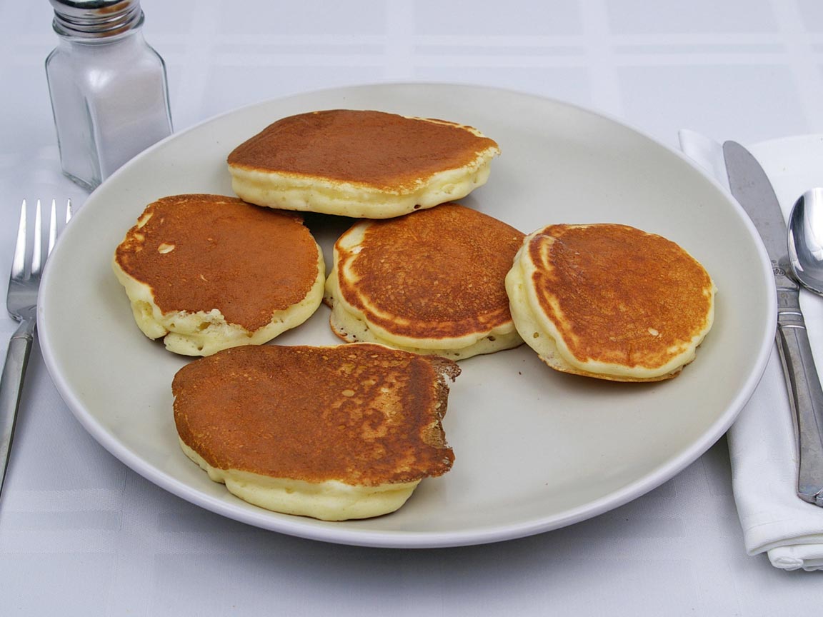 Calories in 5 cake(s) of Buttermilk Pancakes -  Silver Dollar