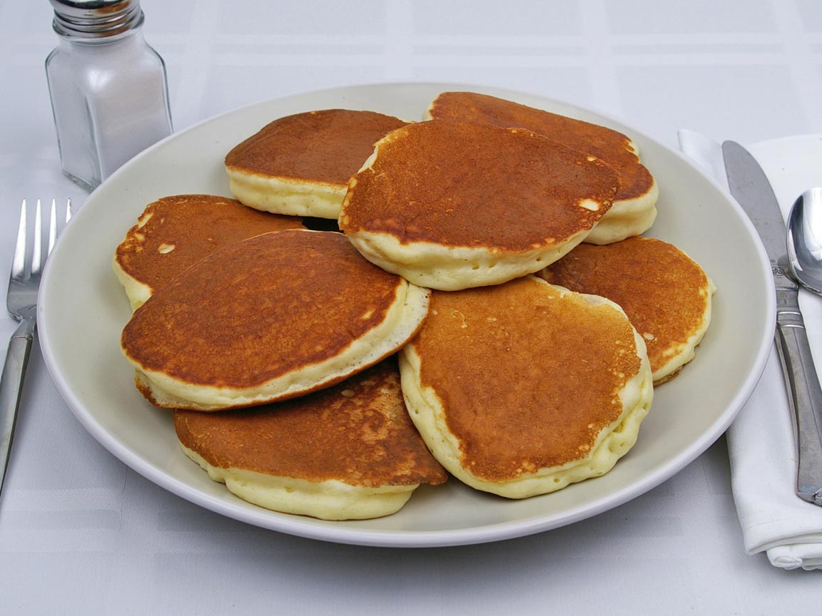 Calories in 9 cake(s) of Buttermilk Pancakes -  Silver Dollar