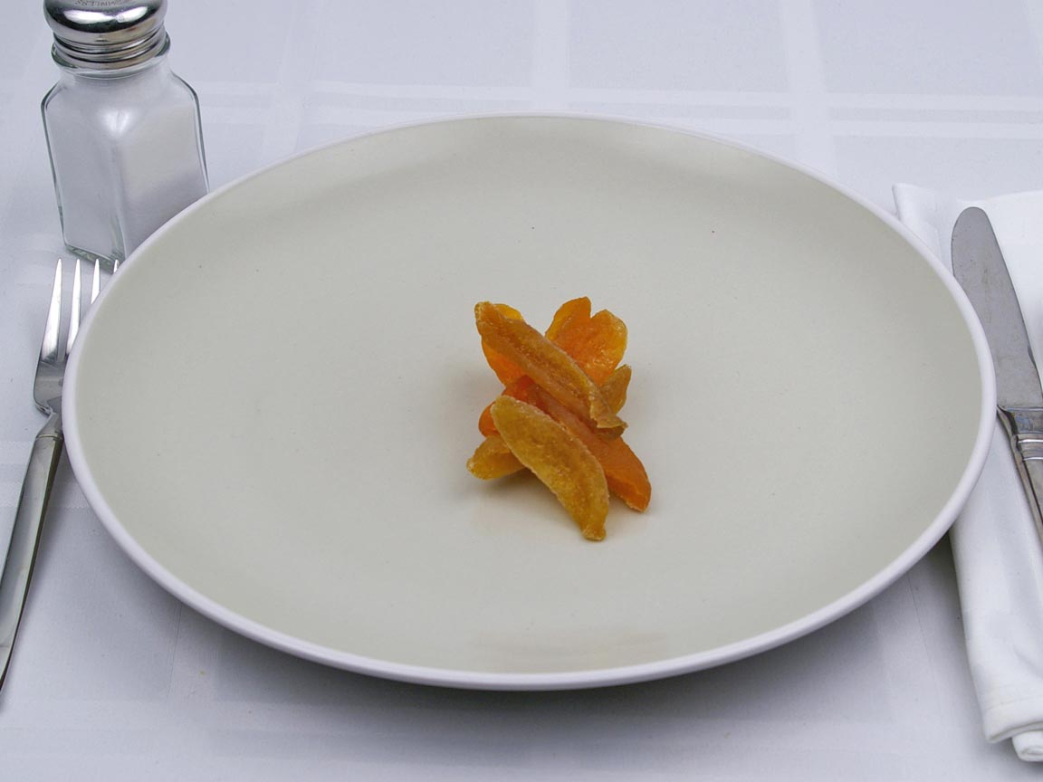 Calories in 0.33 cup(s) of Peaches - Dried