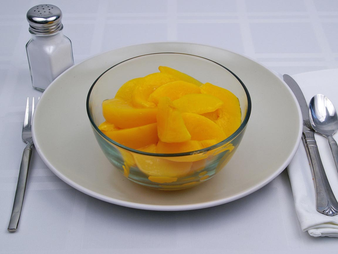 Calories in 2.75 cup(s) of Peaches - Canned - Heavy Syrup - Drained