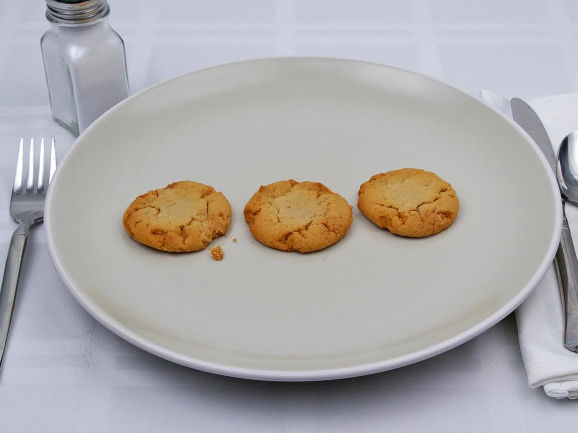 Calories in 3 cookie(s) of Peanut Butter Cookie