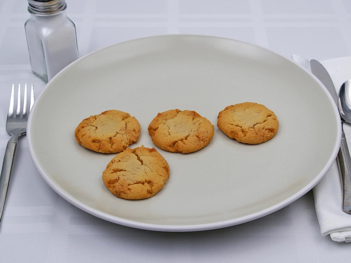 Calories in 4 cookie(s) of Peanut Butter Cookie - Sugar Free