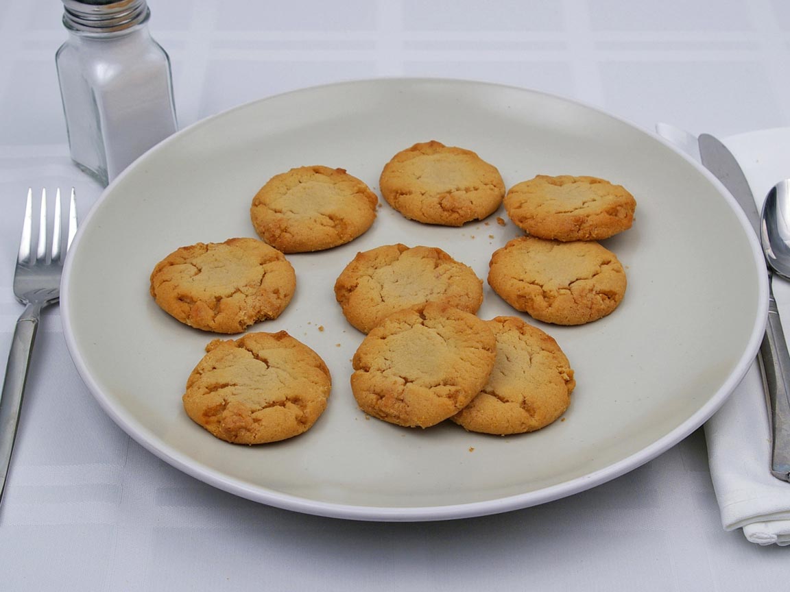 Calories in 9 cookie(s) of Peanut Butter Cookie