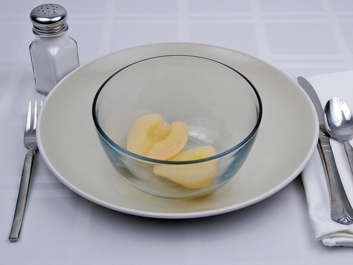 Calories in 0.5 cup(s) of Pears in Light Syrup 