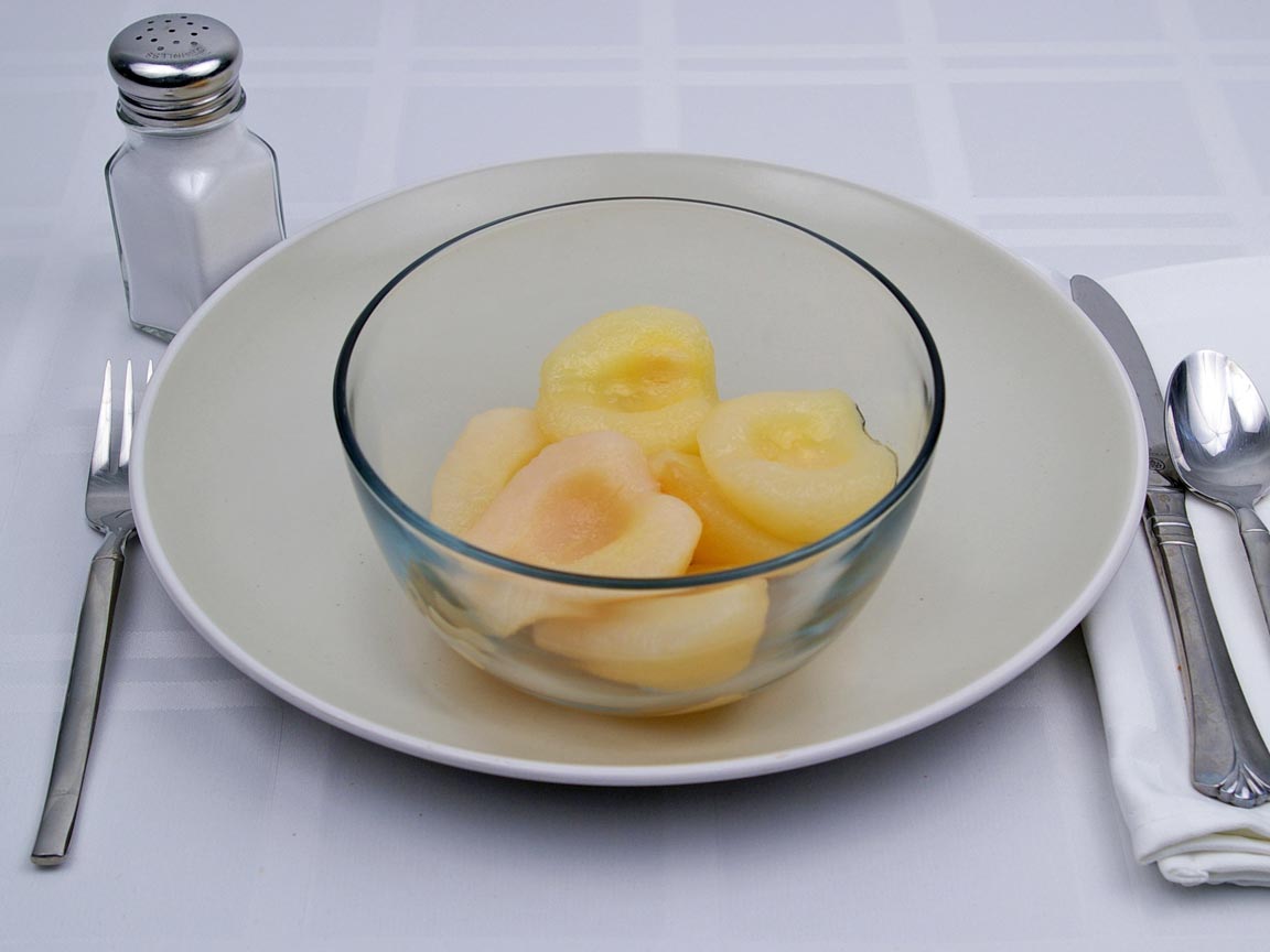 Calories in 1.5 cup(s) of Pears in Light Syrup 