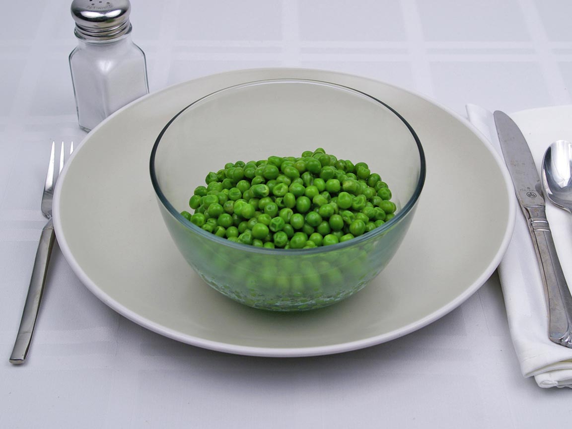 Calories in 1.5 cup(s) of Peas - Frozen