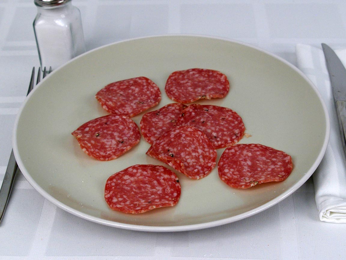 Calories in 8 ea(s) of Salami - Peppered