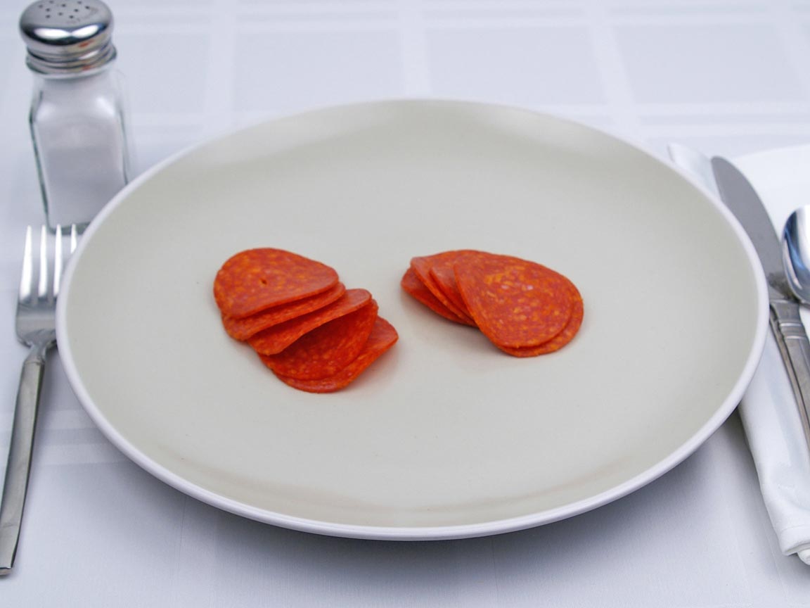 Calories in 10 slice(s) of Pepperoni - Sliced