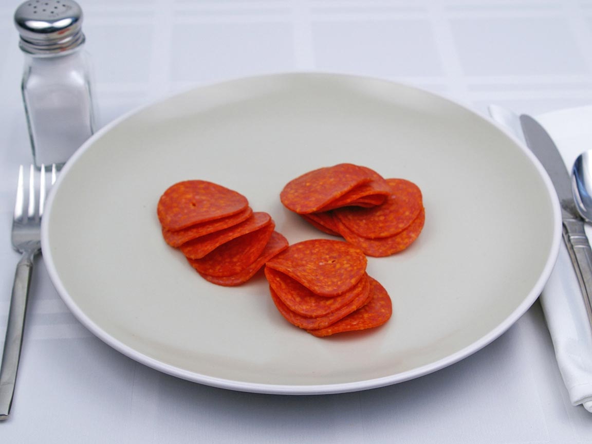 Calories in 20 slice(s) of Pepperoni - Sliced