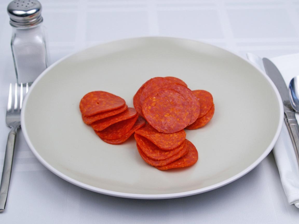 Calories in 25 slice(s) of Pepperoni - Sliced