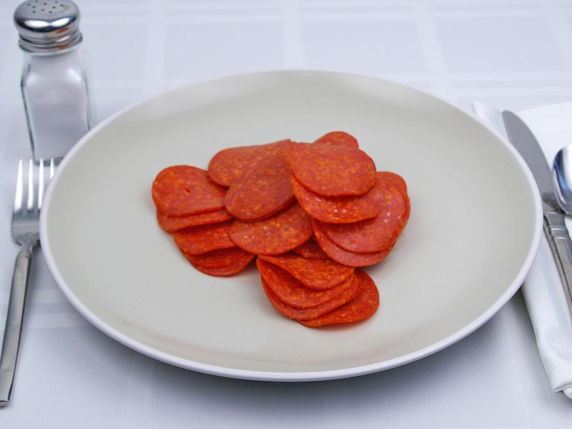 Calories in 40 slice(s) of Pepperoni - Sliced
