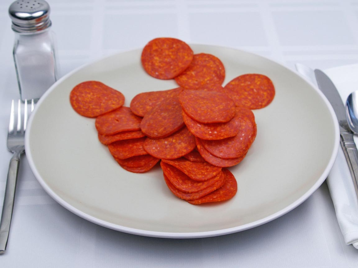 Calories in 45 slice(s) of Pepperoni - Sliced