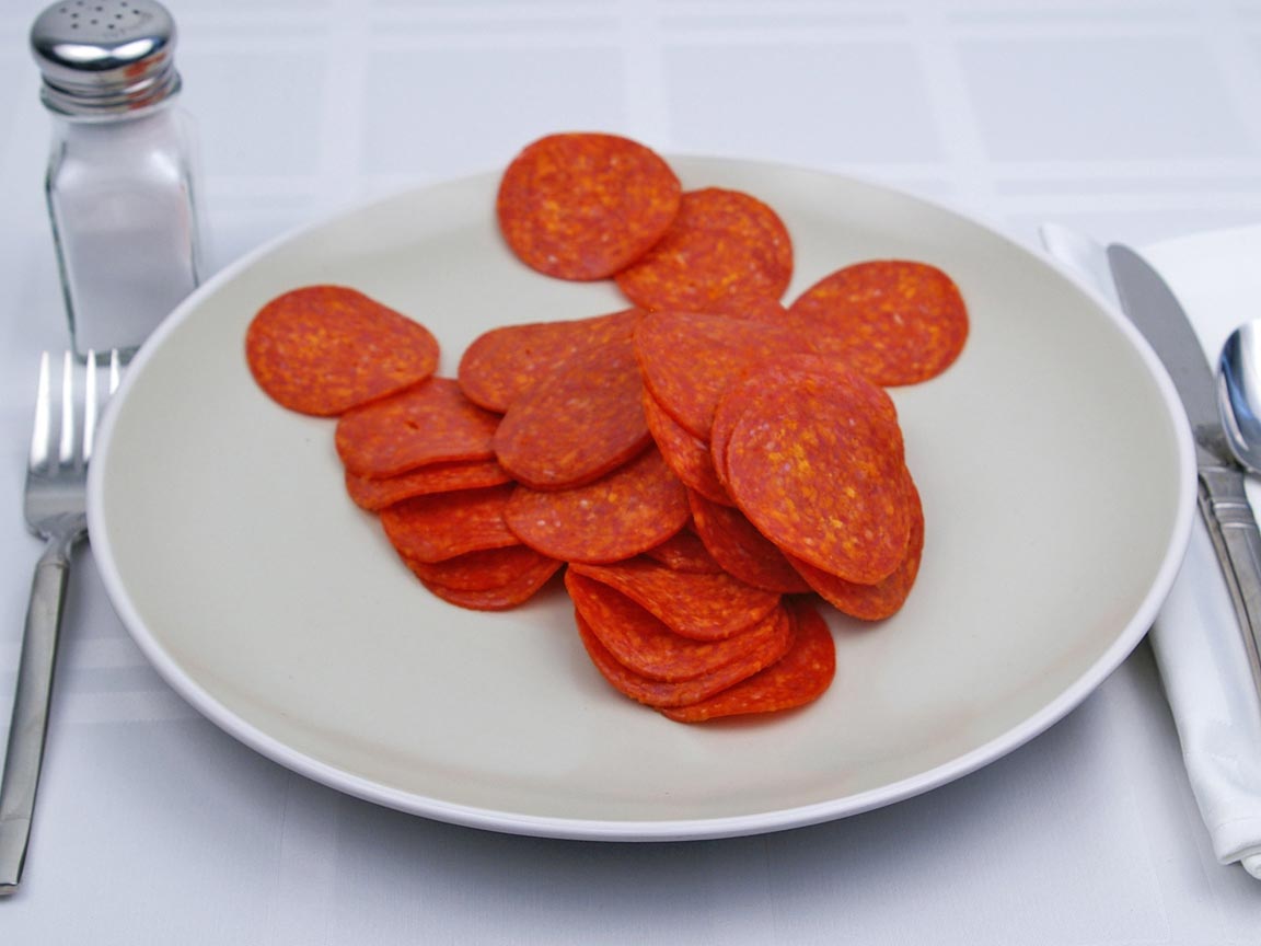 Calories in 50 slice(s) of Pepperoni - Sliced