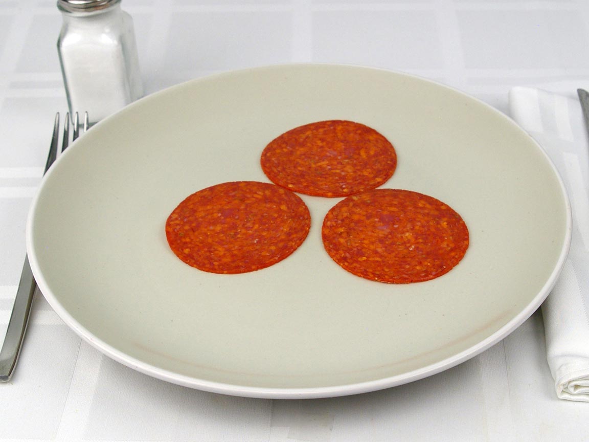 Calories in 3 piece(s) of Pepperoni Sliced - Large