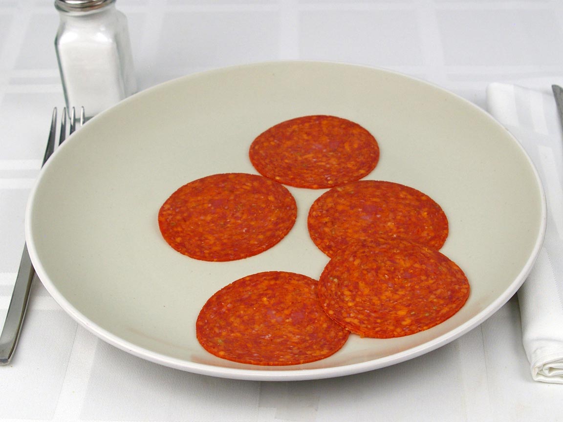 Calories in 5 piece(s) of Pepperoni Sliced - Large