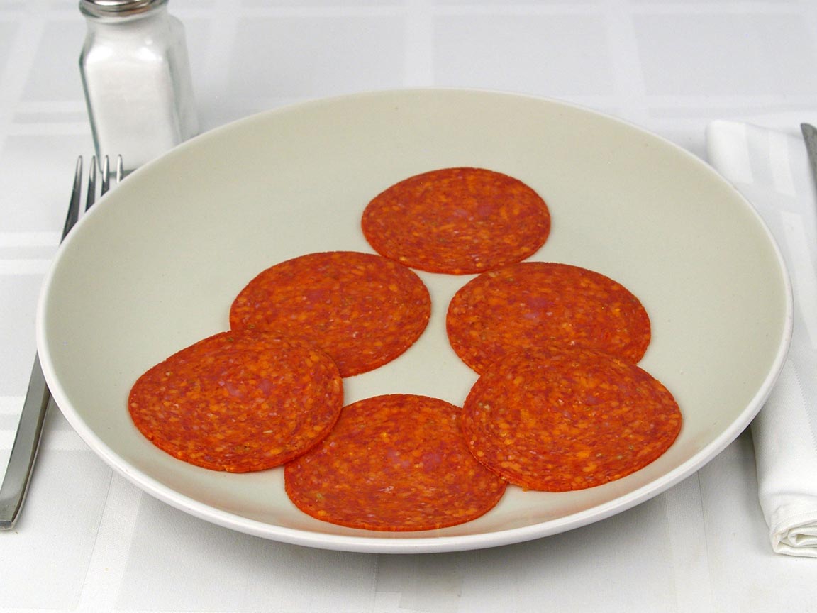Calories in 6 piece(s) of Pepperoni Sliced - Large