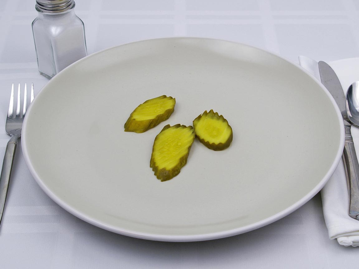 Calories in 3 chip(s) of Bread and Butter - Sweet - Pickles