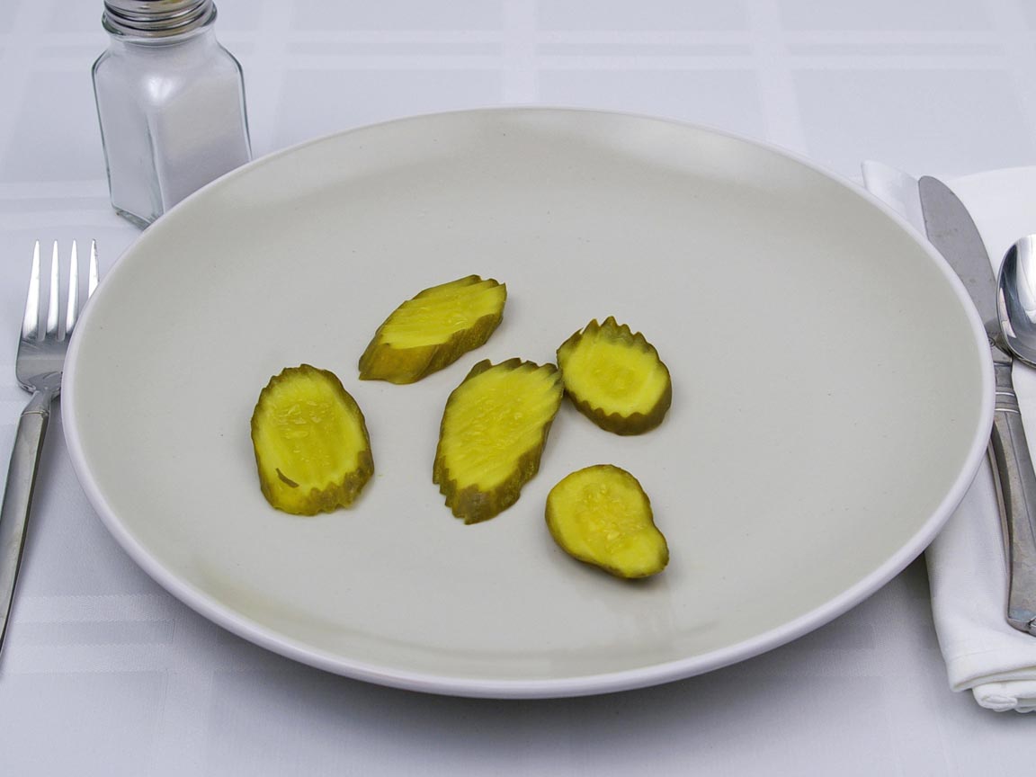Calories in 5 chip(s) of Bread and Butter - Sweet - Pickles