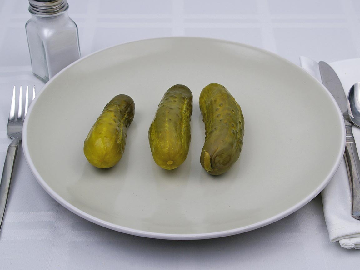 Calories in 3 pickle(s) of Dill Pickle - Whole