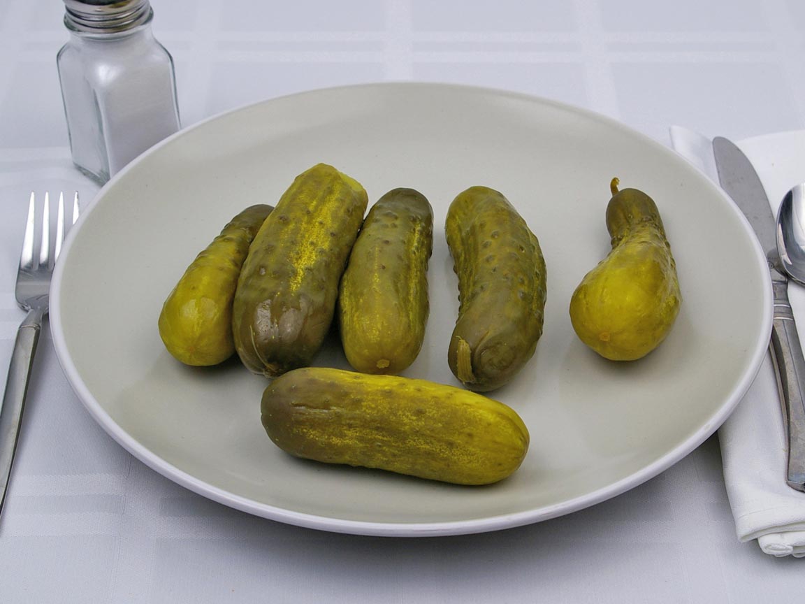 Calories in 6 pickle(s) of Dill Pickle - Whole