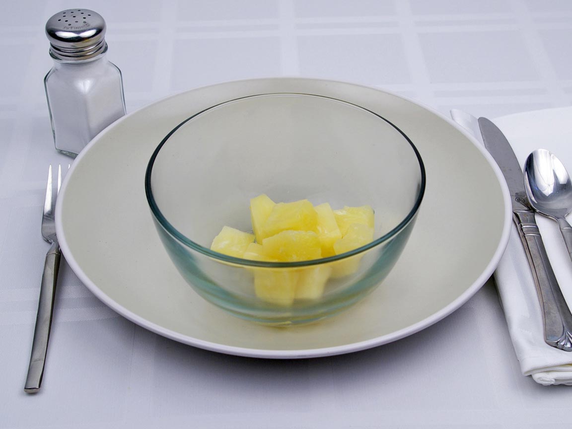 Calories in 0.75 cup(s) of Pineapple - Canned - Heavy Syrup