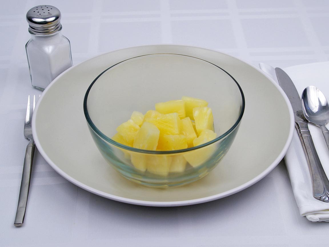 Calories in 1.5 cup(s) of Pineapple - Canned - Heavy Syrup