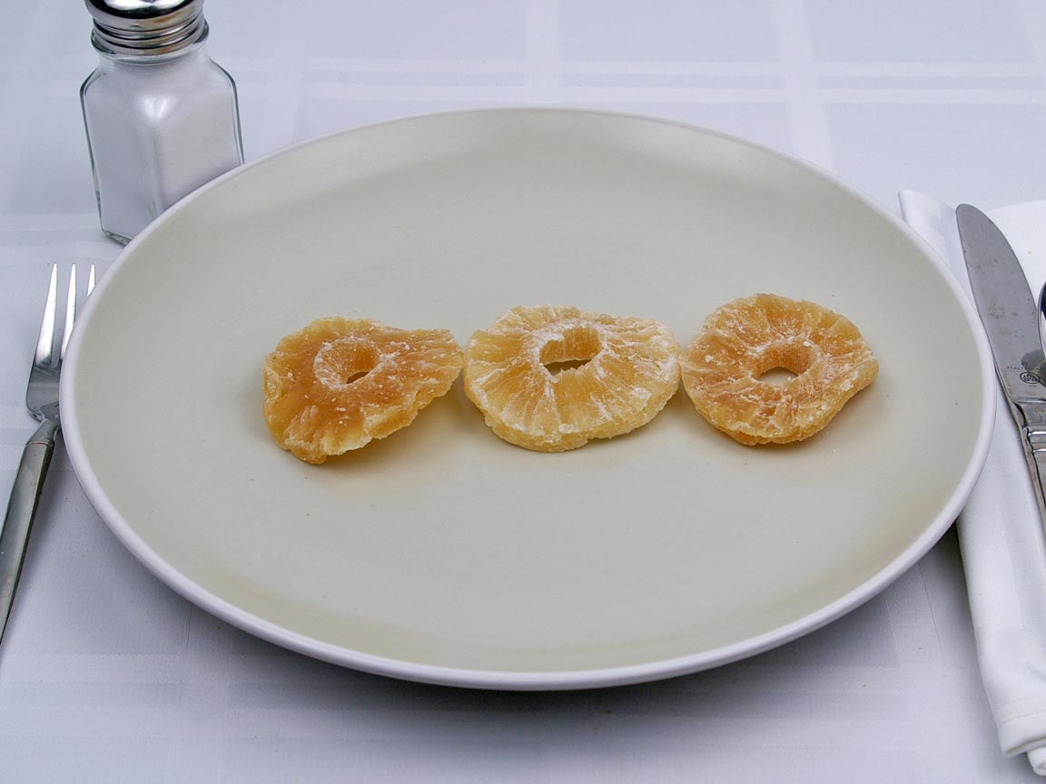 Calories in 3 piece(s) of Pineapple - Dried