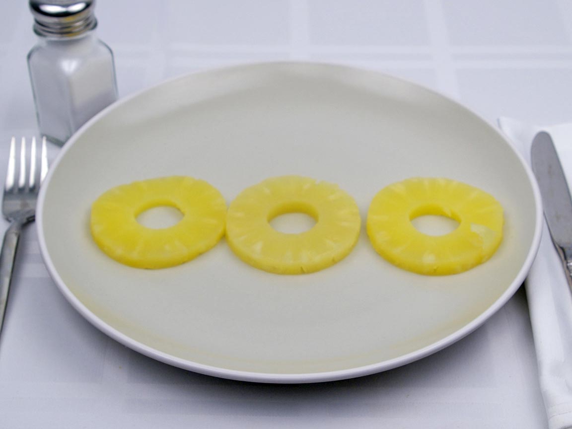 Calories in 3 slice(s) of Pineapple - Sliced - Canned - in Juice