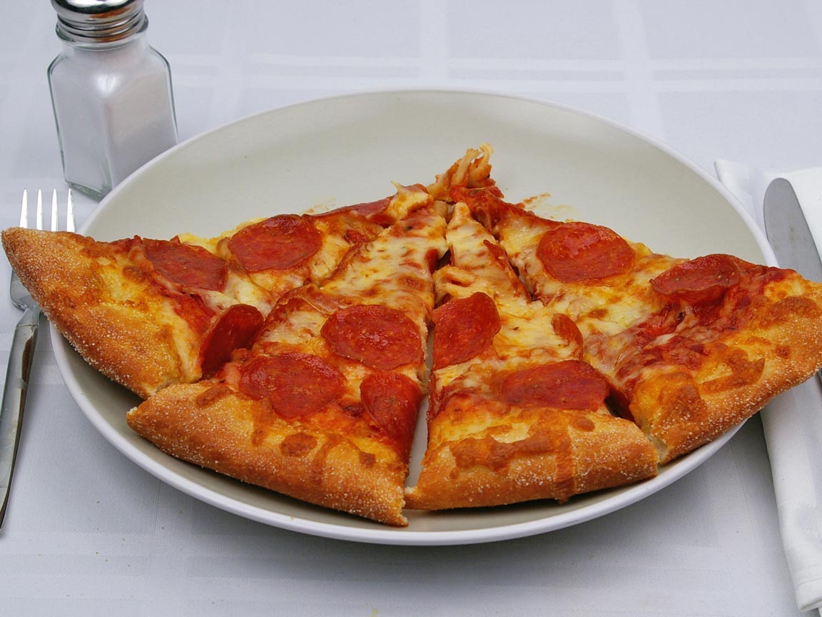 Calories in 2 slice(s) of Pizza - Pepperoni - Reg Crust - Large - 14 inch