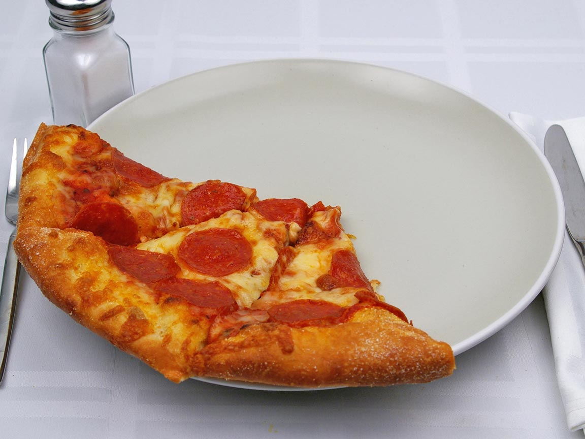 Calories in 3 slice(s) of Pizza - Pepperoni - Reg Crust - Medium - 12 inch