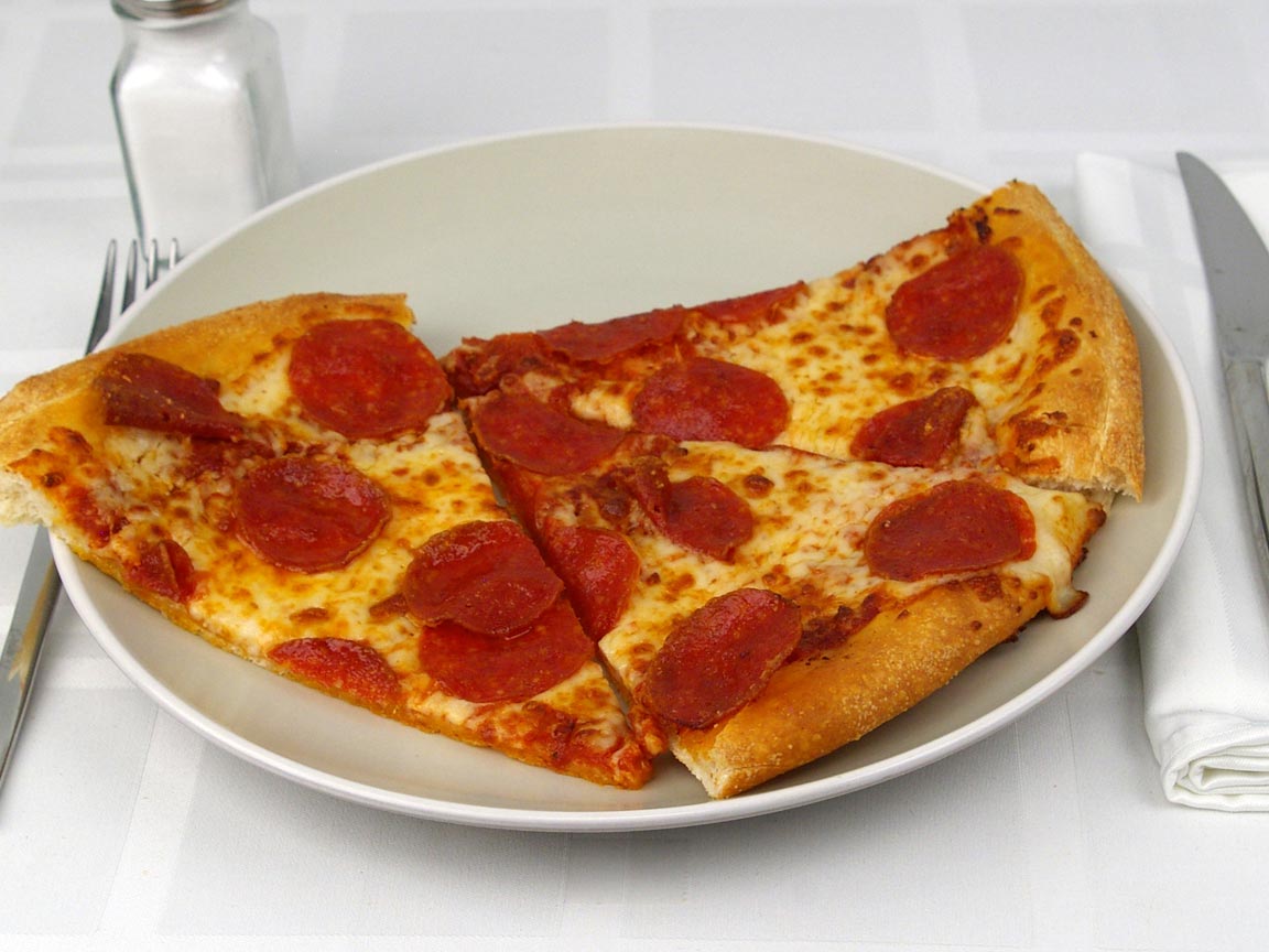 Calories in 3 slice(s) of Pizza - Pepperoni - Large 14"