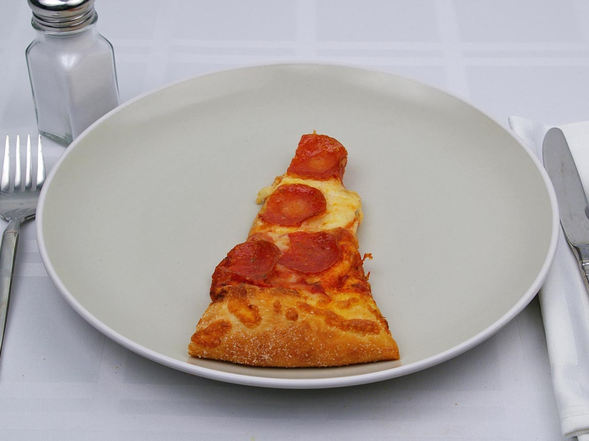 Calories in 0.5 slice(s) of Pizza - Pepperoni - Reg Crust - XLarge - 16 inch